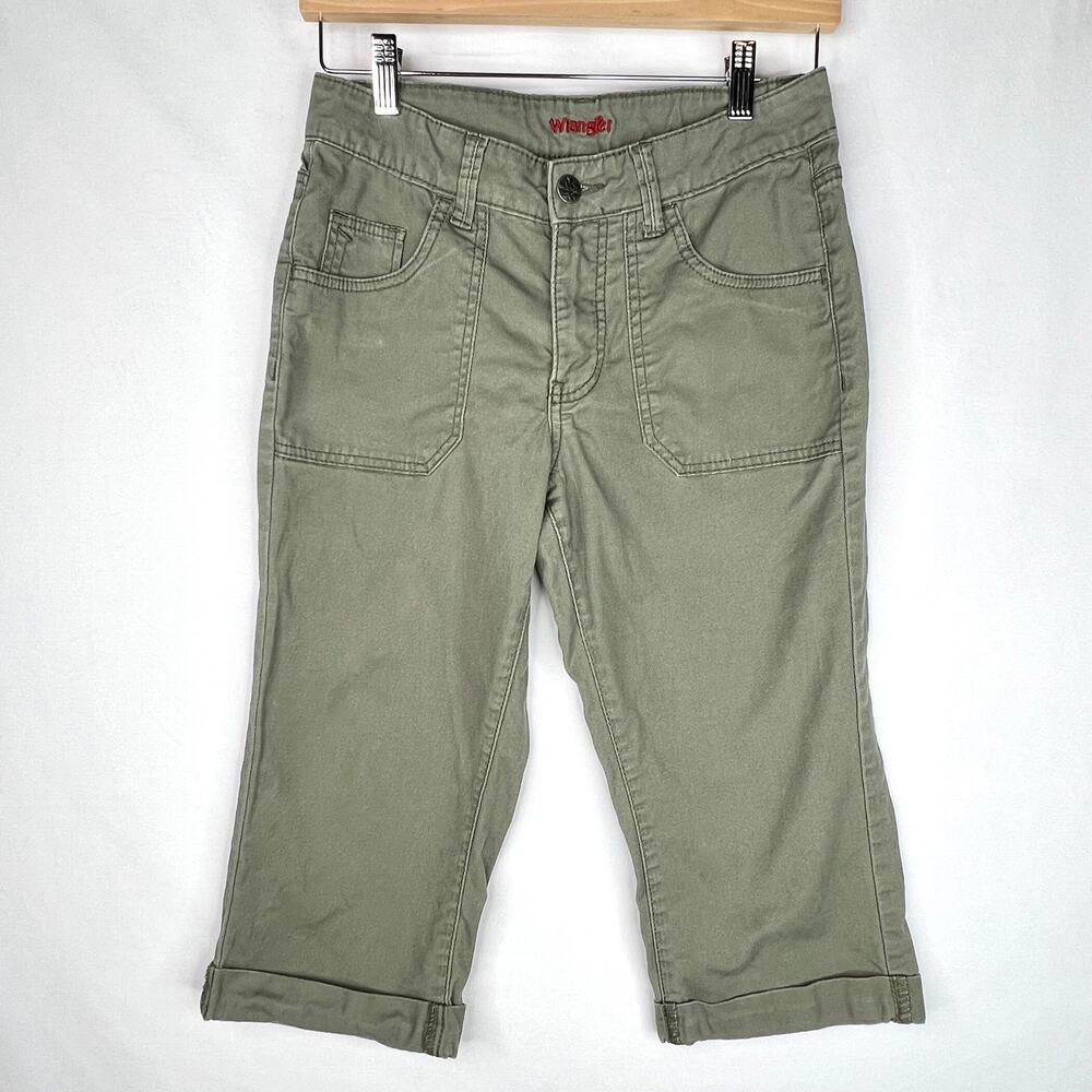 Wrangler Army Green Cropped Cargo Pants 6